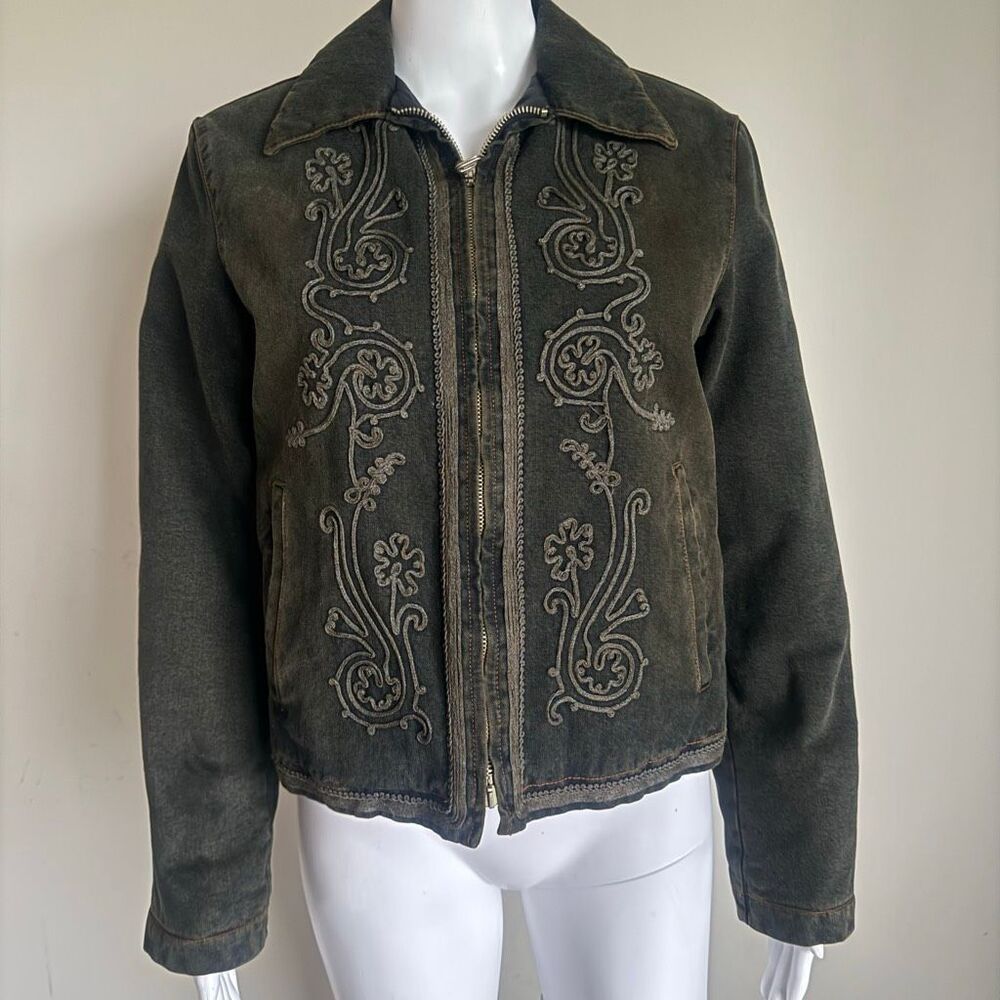 VTG Jean Paul Gaultier SS1990 Embroidered Denim Jacket With Scroll Embroidery - Picture 2 of 12